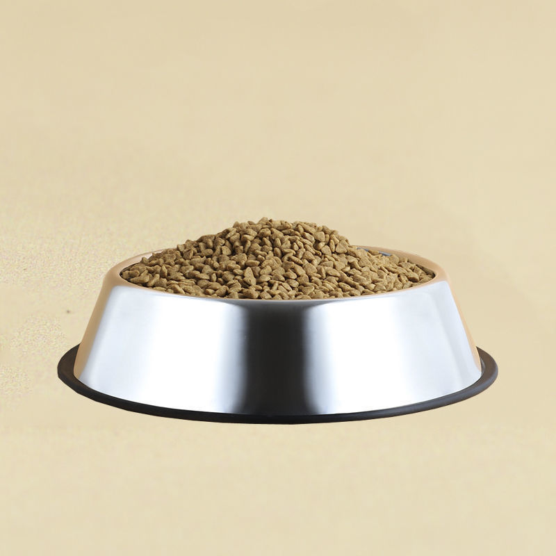 KFX-1753405 Durable Stainless Steel Non-Slip Pet Dog Bowl with Rubber Sole - Various Sizes Available
