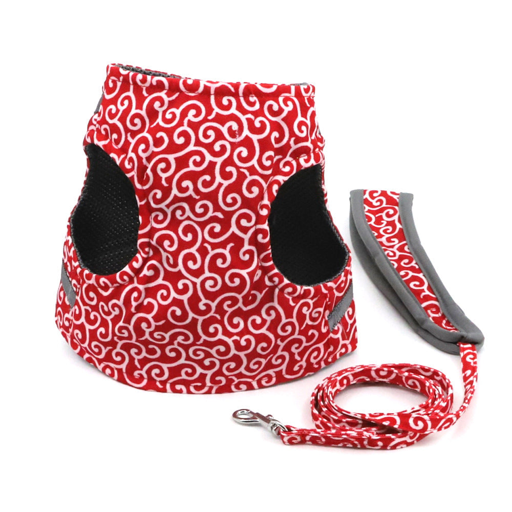 KFX-1754685 Pet Traction Rope Vest for Cats and Dogs - Adjustable Anti-Stroke Design, Available in Blue, Red, Green