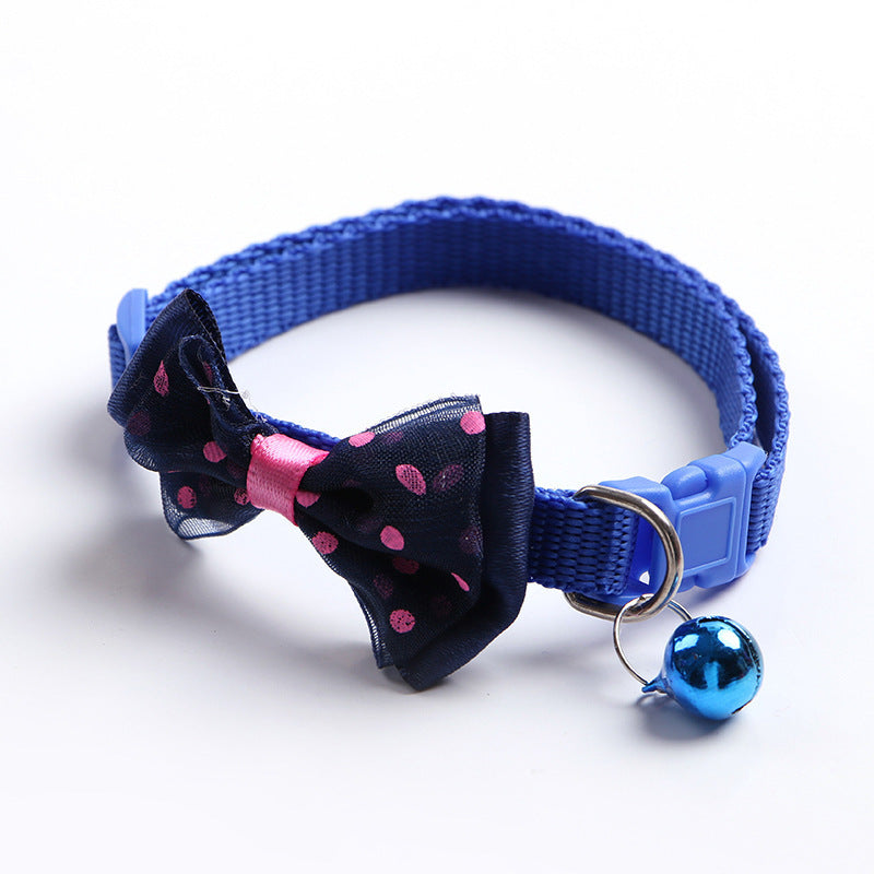 KFX-1755197 Adjustable Bowknot Cat Bell Nylon Collar - Multi-Color Options