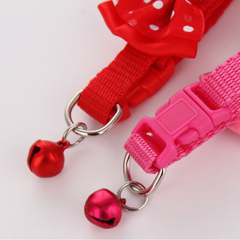 KFX-1755197 Adjustable Bowknot Cat Bell Nylon Collar - Multi-Color Options