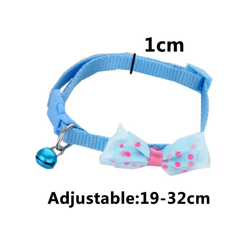 KFX-1755197 Adjustable Bowknot Cat Bell Nylon Collar - Multi-Color Options