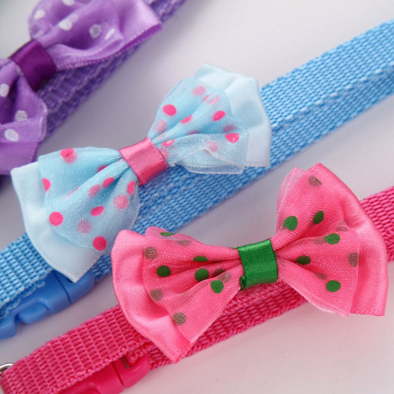 KFX-1755197 Adjustable Bowknot Cat Bell Nylon Collar - Multi-Color Options