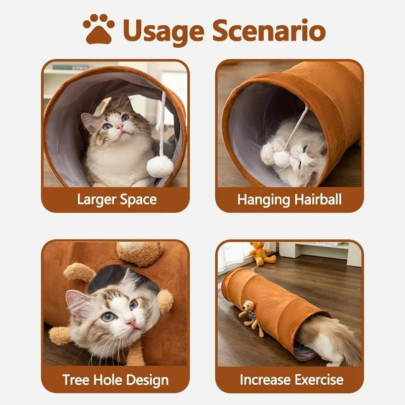 KFX-1756477 Collapsible Cat Tunnel with Plush Ball for Indoor Play – Easy to Clean and Store