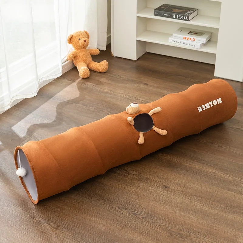 KFX-1756477 Collapsible Cat Tunnel with Plush Ball for Indoor Play – Easy to Clean and Store