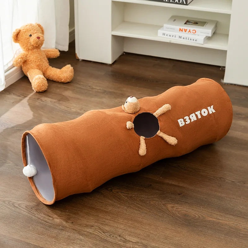 KFX-1756477 Collapsible Cat Tunnel with Plush Ball for Indoor Play – Easy to Clean and Store