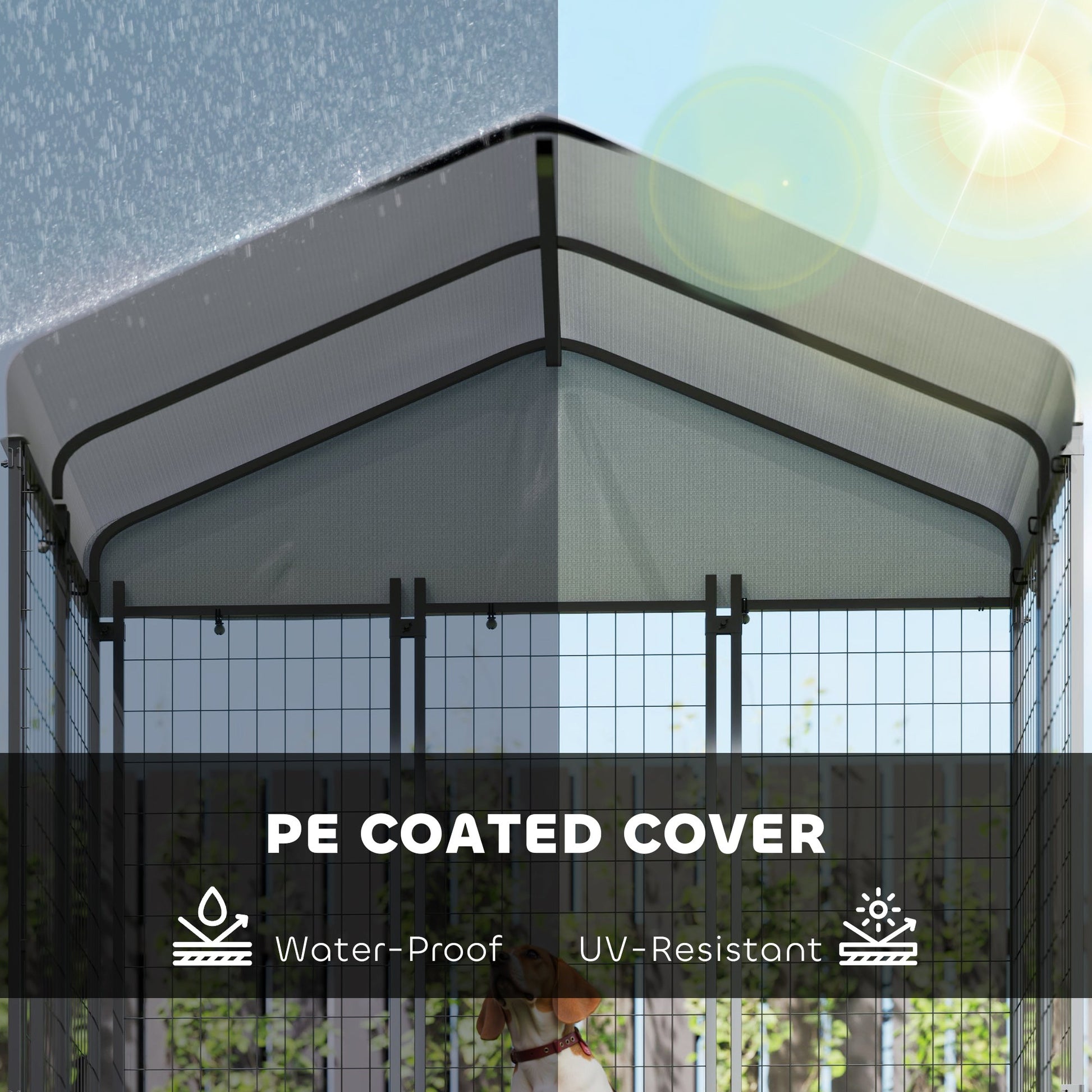 KFX-1756861 Spacious Outdoor Dog Kennel with Roof, Escape-Proof Lock, Waterproof & UV-Resistant Cover, 5.9' x 4' x 6'