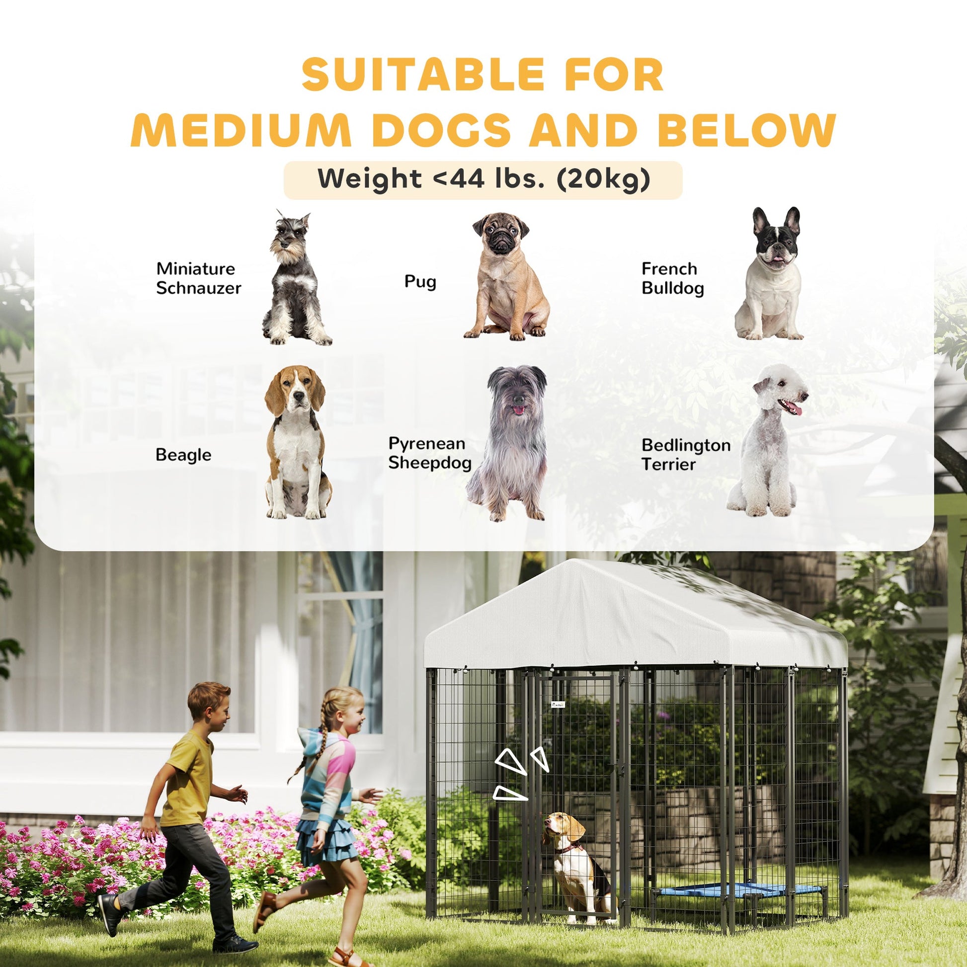 KFX-1756861 Spacious Outdoor Dog Kennel with Roof, Escape-Proof Lock, Waterproof & UV-Resistant Cover, 5.9' x 4' x 6'