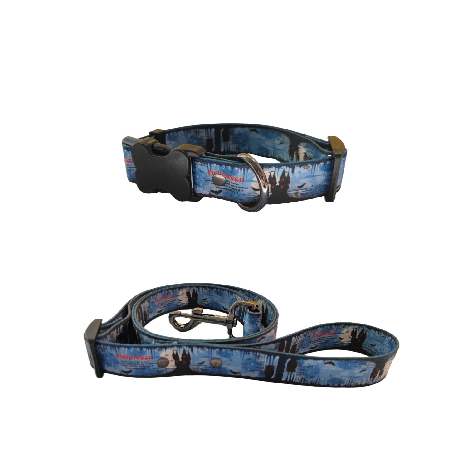 KFX-1758269 Halloween-Themed Pet Dog Print Leash and Chest Harness Set in Polyester with Multiple Size Options