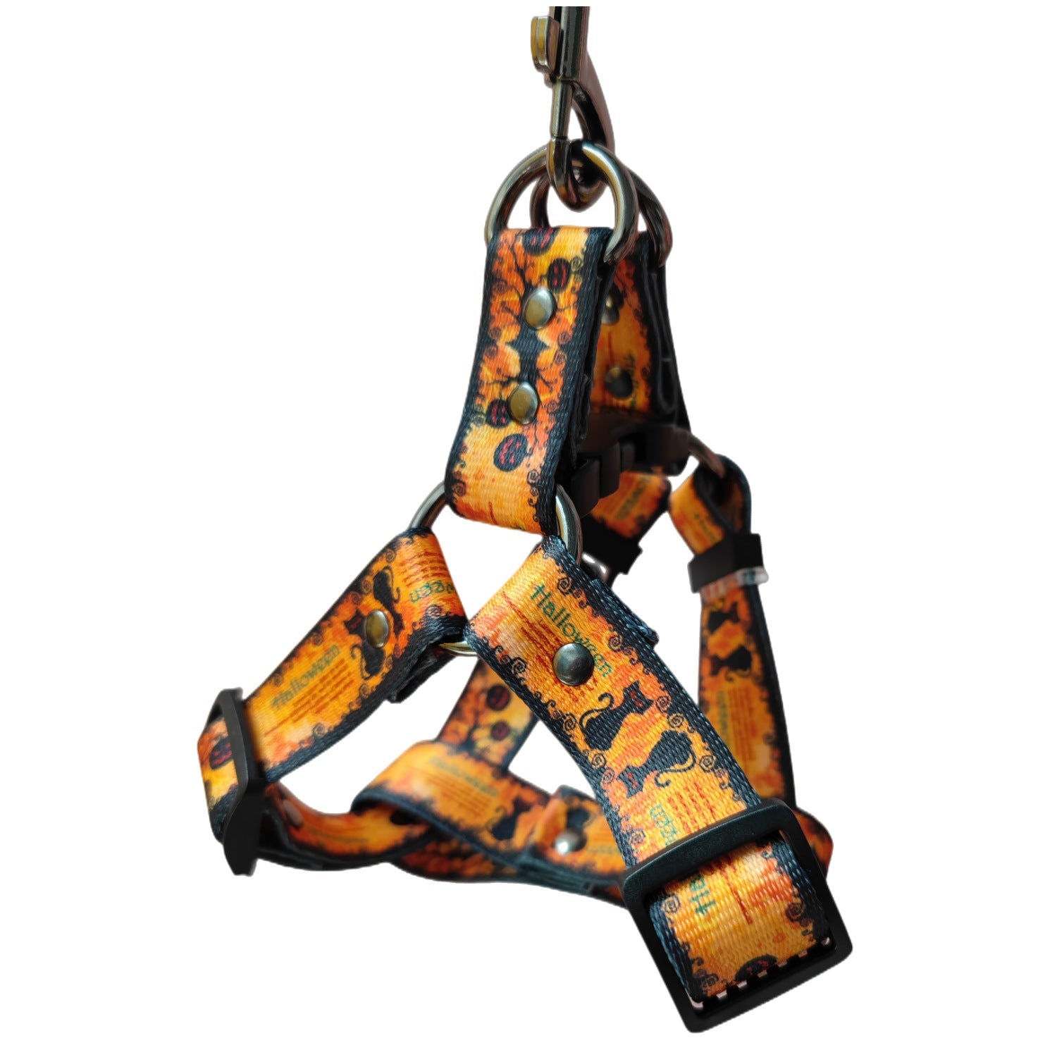 KFX-1758269 Halloween-Themed Pet Dog Print Leash and Chest Harness Set in Polyester with Multiple Size Options