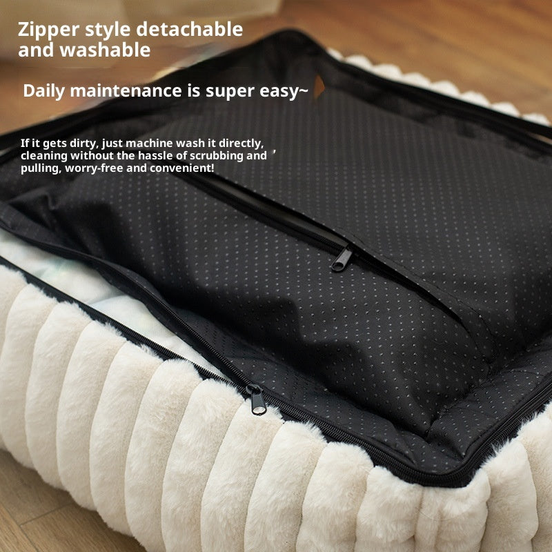 KFX-1759037 Comfortable Removable Square Pet Bed for Dogs - Available in White and Gray, Multiple Sizes