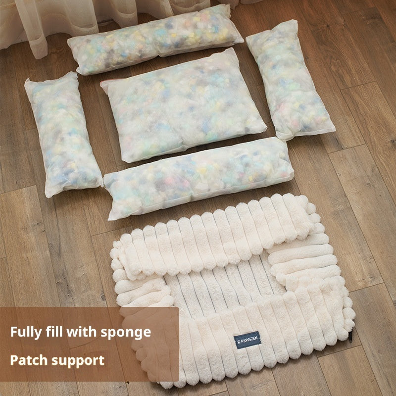 KFX-1759037 Comfortable Removable Square Pet Bed for Dogs - Available in White and Gray, Multiple Sizes
