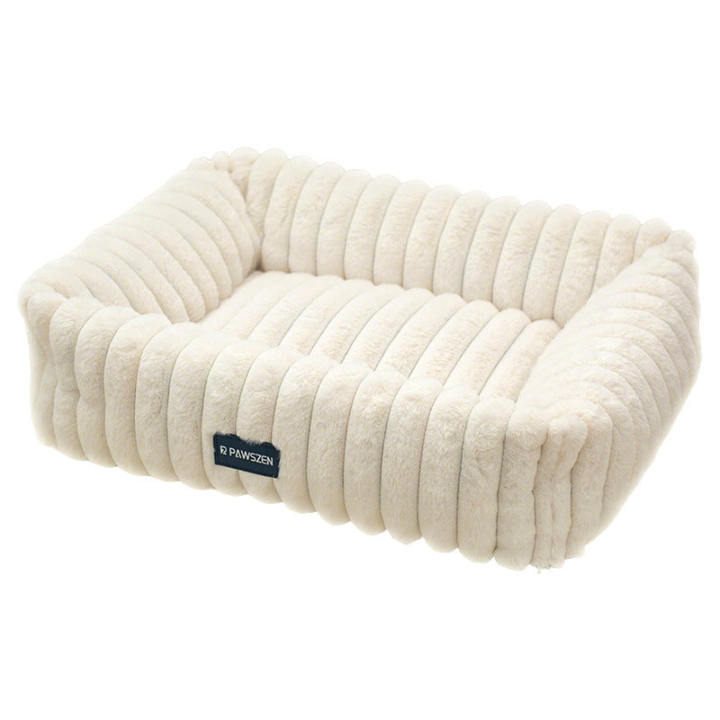 KFX-1759037 Comfortable Removable Square Pet Bed for Dogs - Available in White and Gray, Multiple Sizes