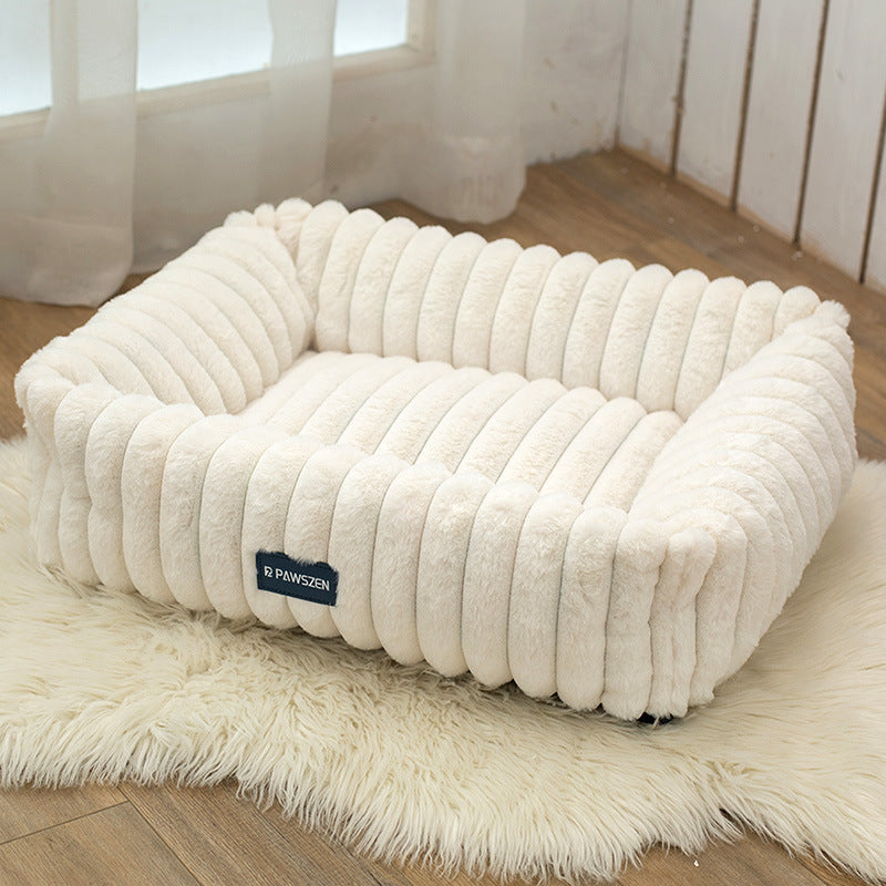 KFX-1759037 Comfortable Removable Square Pet Bed for Dogs - Available in White and Gray, Multiple Sizes