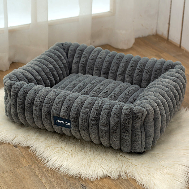 KFX-1759037 Comfortable Removable Square Pet Bed for Dogs - Available in White and Gray, Multiple Sizes