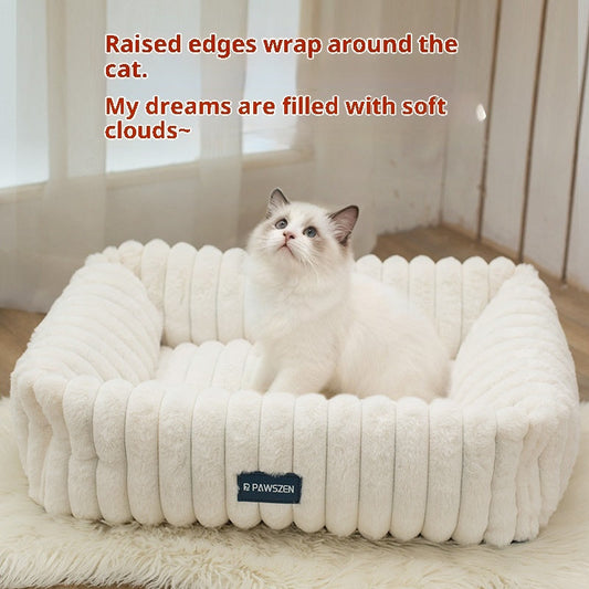 KFX-1759037 Comfortable Removable Square Pet Bed for Dogs - Available in White and Gray, Multiple Sizes