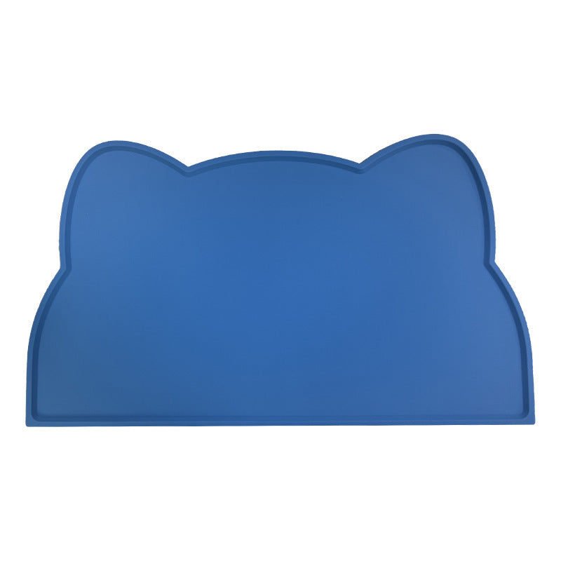 KFX-1760445 Waterproof Silicone Pet Feeding Mat for Dogs and Cats - Portable Cat Head Design, 44x24cm
