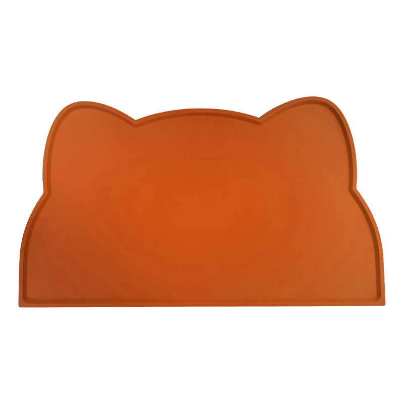 KFX-1760445 Waterproof Silicone Pet Feeding Mat for Dogs and Cats - Portable Cat Head Design, 44x24cm