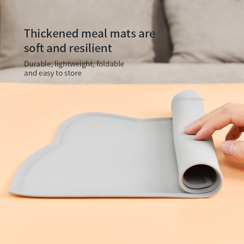 KFX-1760445 Waterproof Silicone Pet Feeding Mat for Dogs and Cats - Portable Cat Head Design, 44x24cm