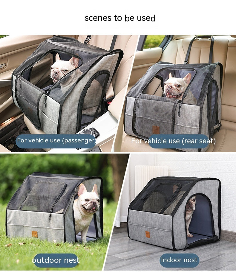 KFX-1761213 Portable Dog Nest Cage - Grey, Available in Medium and Large Sizes