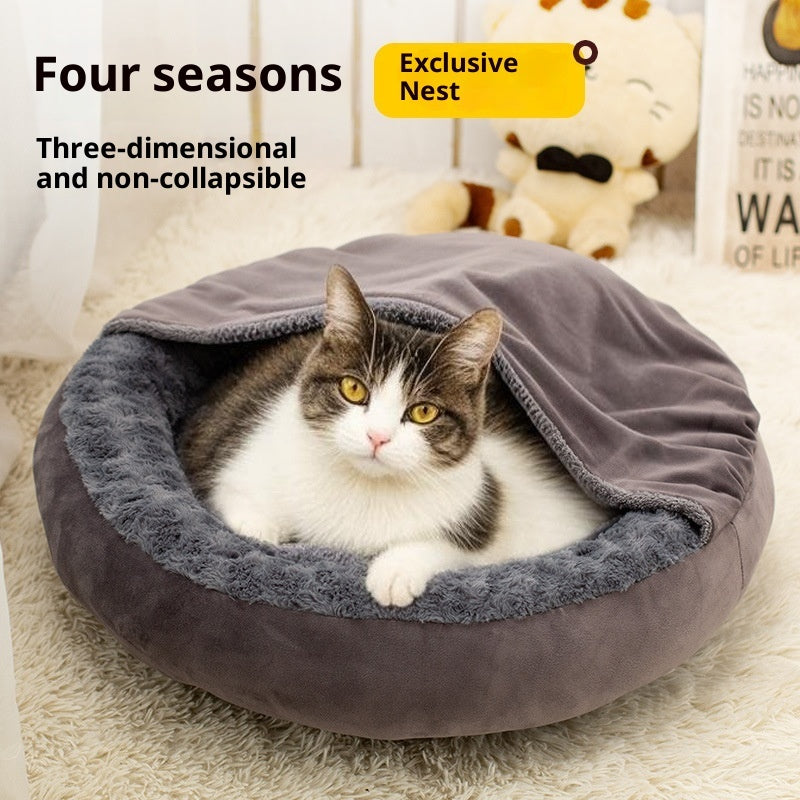 KFX-1763005 Round Large Cat Bed Cushion Mat - Thick Flannel, Universal Dark Gray, Three Sizes Available