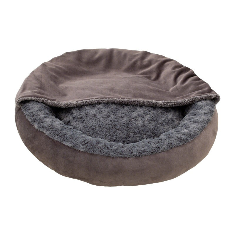 KFX-1763005 Round Large Cat Bed Cushion Mat - Thick Flannel, Universal Dark Gray, Three Sizes Available