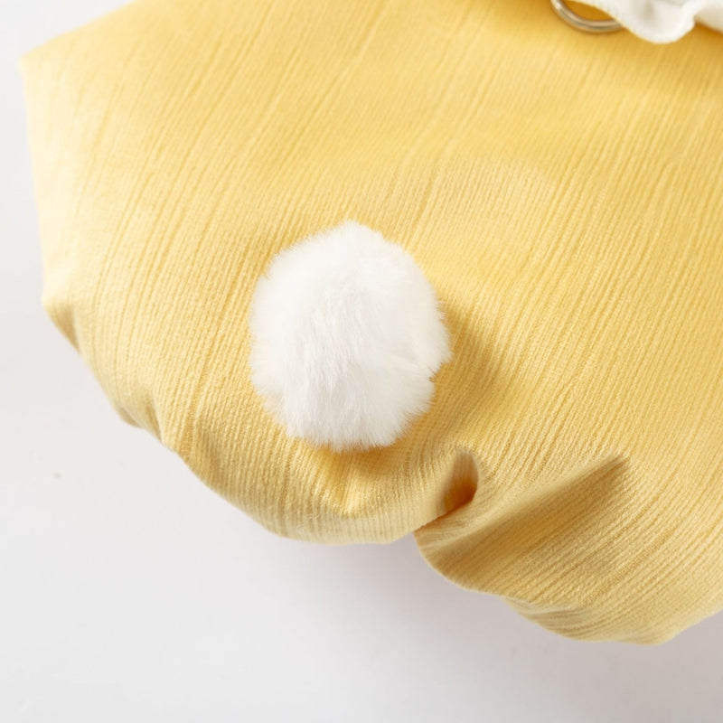 KFX-1763517 Bunny Embroidered Pet Coat with Ruffled Collar and Fluffy Tail in Lavender and Yellow