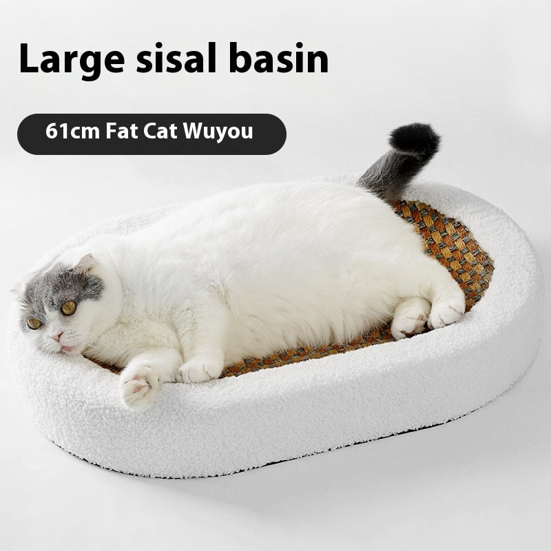 KFX-1764925 Wear-resistant Oval Sisal Cat Scratch Board and Pet Bed