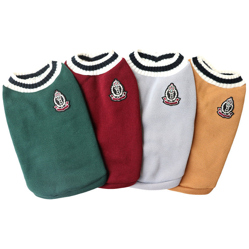 KFX-1765309 Cozy Knitted V-Neck Vest for Pets in Wine Red, Green, Khaki, Gray - Multiple Sizes Available