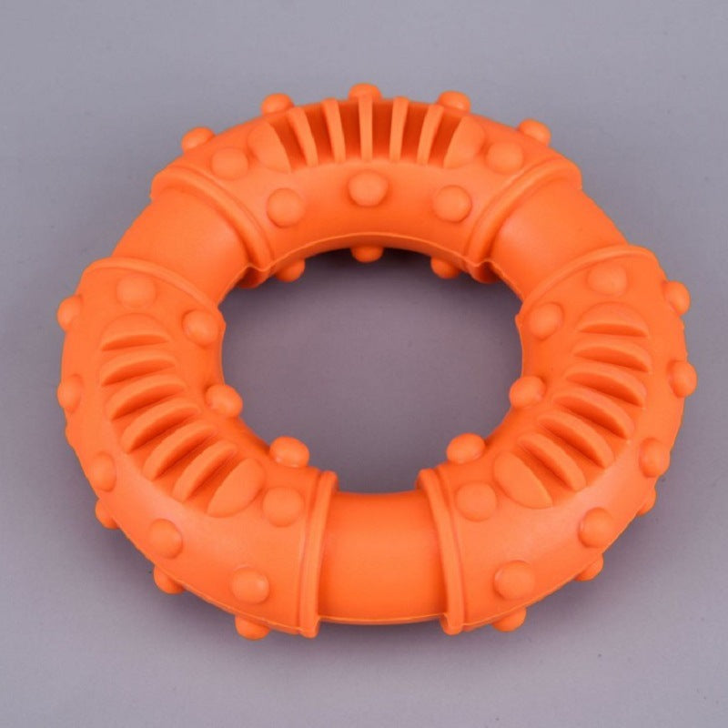 KFX-1765565 Interactive Rubber Dog Chew Toy - Molar Teeth Cleaning Circle, Assorted Colors