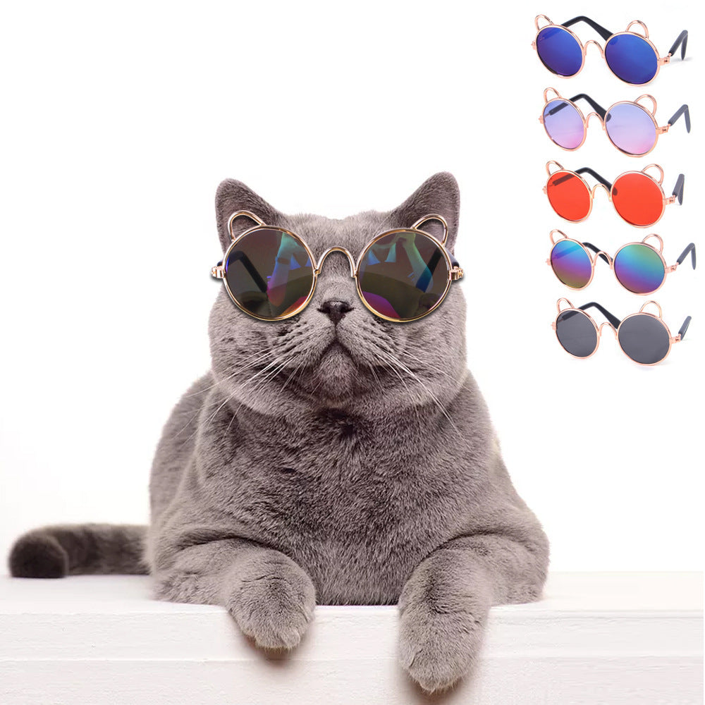 KFX-1766333 Cute Metal Sunglasses for Cats and Dogs - Casual Pet Accessory