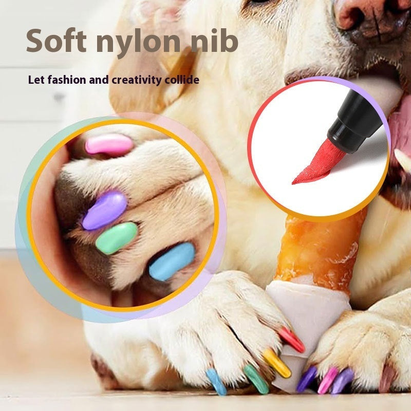 KFX-1766589 12-Color Soft Head Pet Nail Art Brush Set - Quick-Drying, Water-Based DIY Nail Design Tools