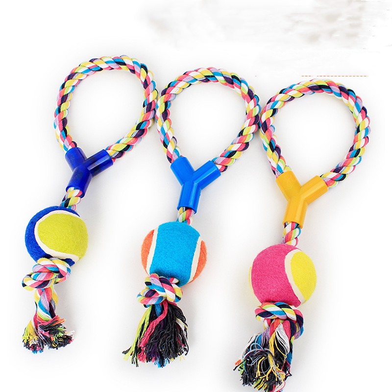 KFX-1768509 Y-Shaped Cotton Rope Toy for Pets - 38cm Long, Random Color Selection