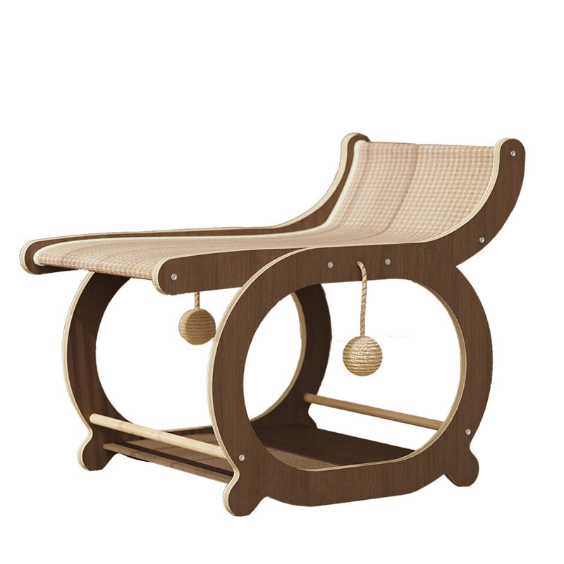 KFX-1768765 Solid Wood Sisal Cat Bed with Scratch Resistance - Multifunctional Recliner in Wood or Walnut Finish