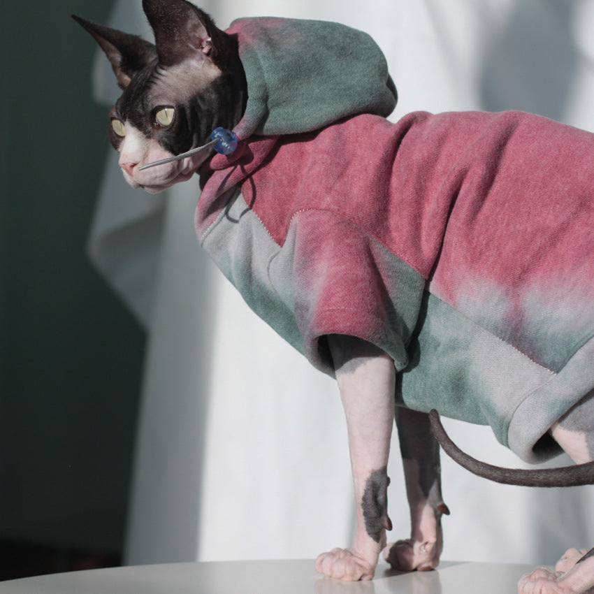 KFX-1769789 Hooded Tie-Dye Sweater for Pets - Cotton Warmth for Cats and Dogs in Autumn/Winter