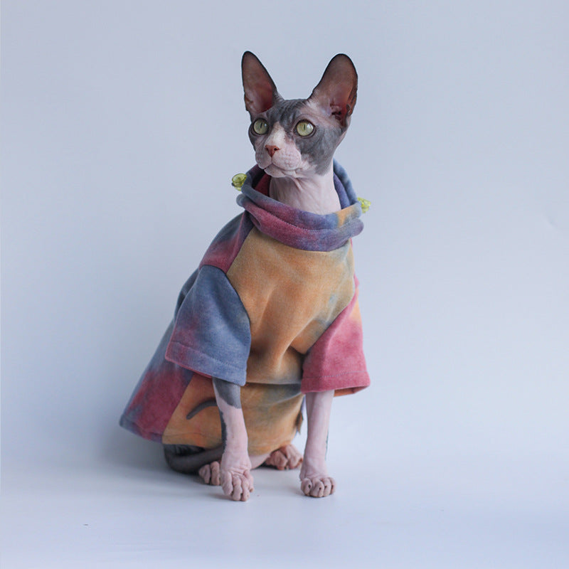 KFX-1769789 Hooded Tie-Dye Sweater for Pets - Cotton Warmth for Cats and Dogs in Autumn/Winter