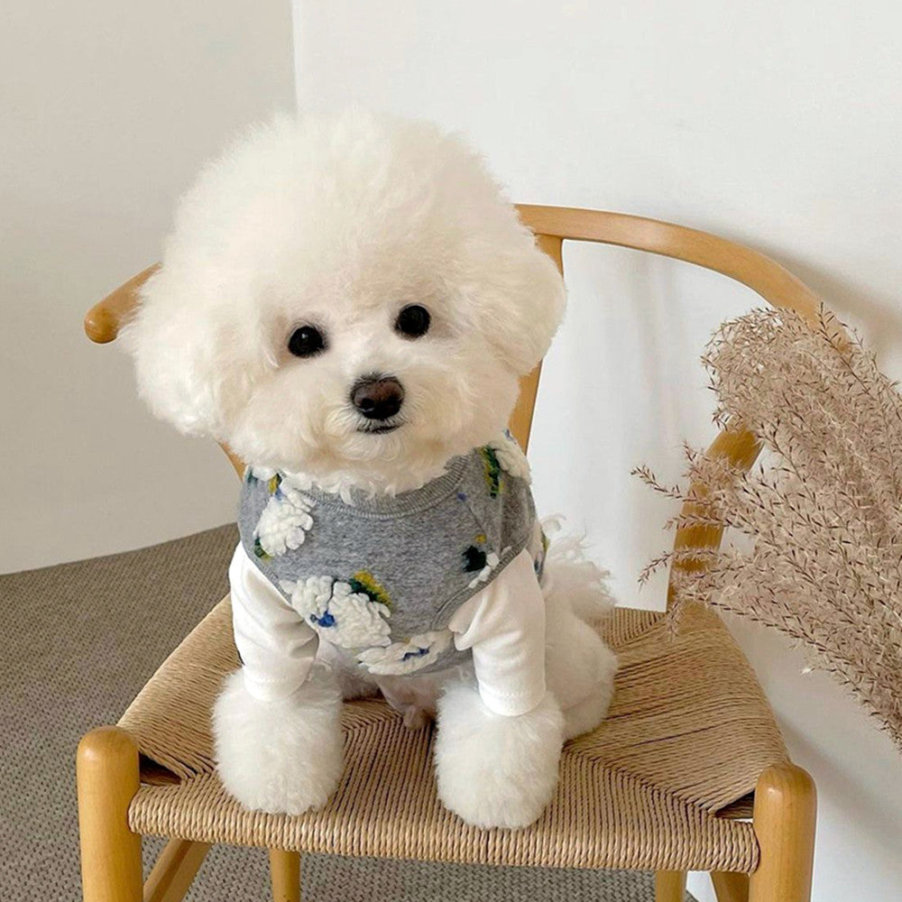 KFX-1771069 Embroidered Cotton Pet Teddy Bear Tank Top for Small to Medium Dogs