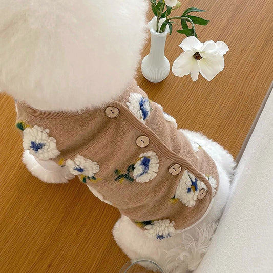 KFX-1771069 Embroidered Cotton Pet Teddy Bear Tank Top for Small to Medium Dogs