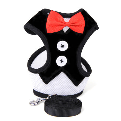 KFX-1773757 Elegant Bow Evening Dress with Pet Strap, Adjustable Traction Rope, Asian Sizes S-L