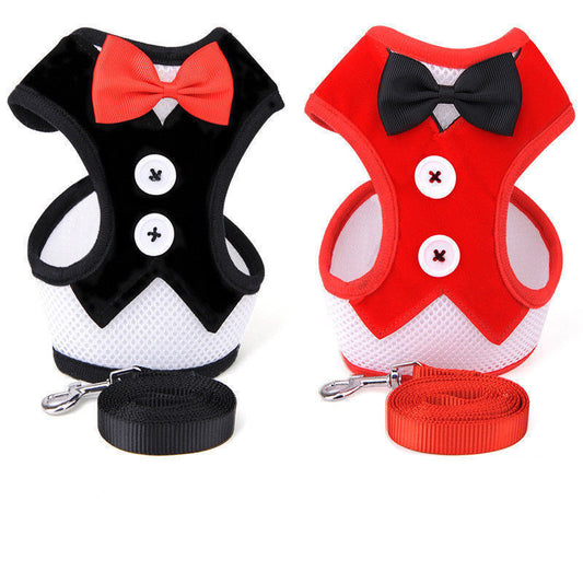 KFX-1773757 Elegant Bow Evening Dress with Pet Strap, Adjustable Traction Rope, Asian Sizes S-L