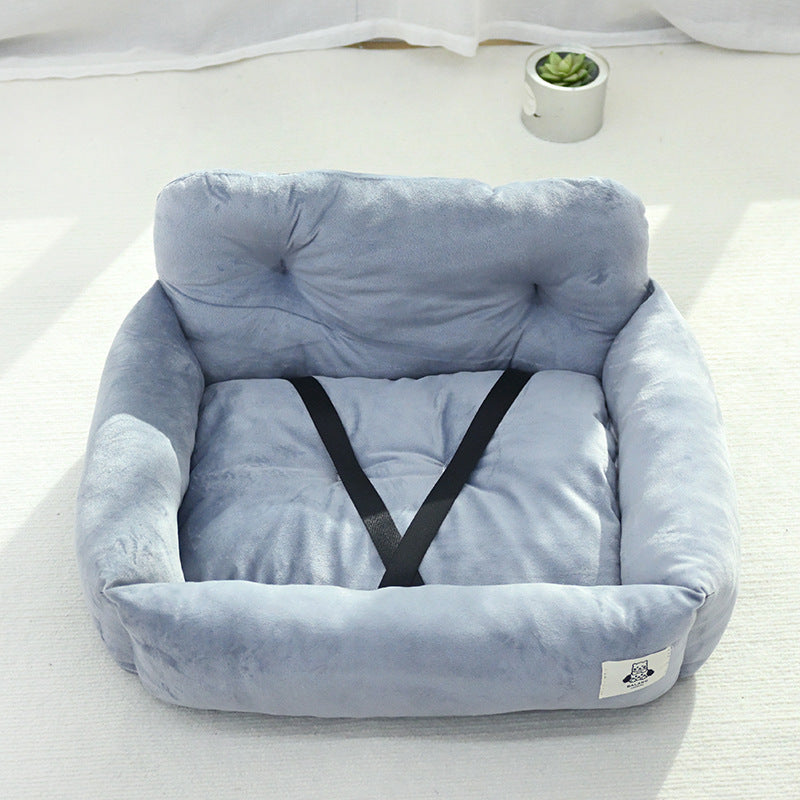 KFX-1774525 Pet Outing Nest for Dogs - Stain-Resistant Car-Mounted Gray & Blue Plaid, Small & Large Sizes Available