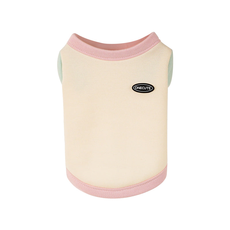 KFX-1775037 Colour Blocked Polyester Dog Shirt - Powder Blue & Green Orange, Fashion Minimalist Style