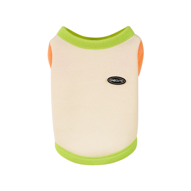 KFX-1775037 Colour Blocked Polyester Dog Shirt - Powder Blue & Green Orange, Fashion Minimalist Style
