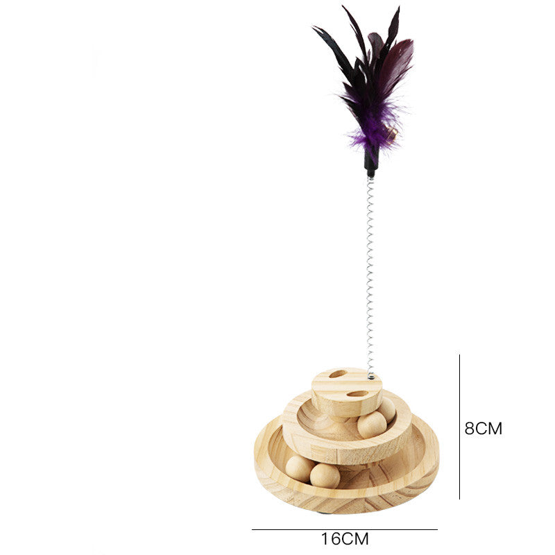 KFX-1775293 Solid Wood Cat Turntable with Variety of Engaging Toys for Adult Cats and Kittens