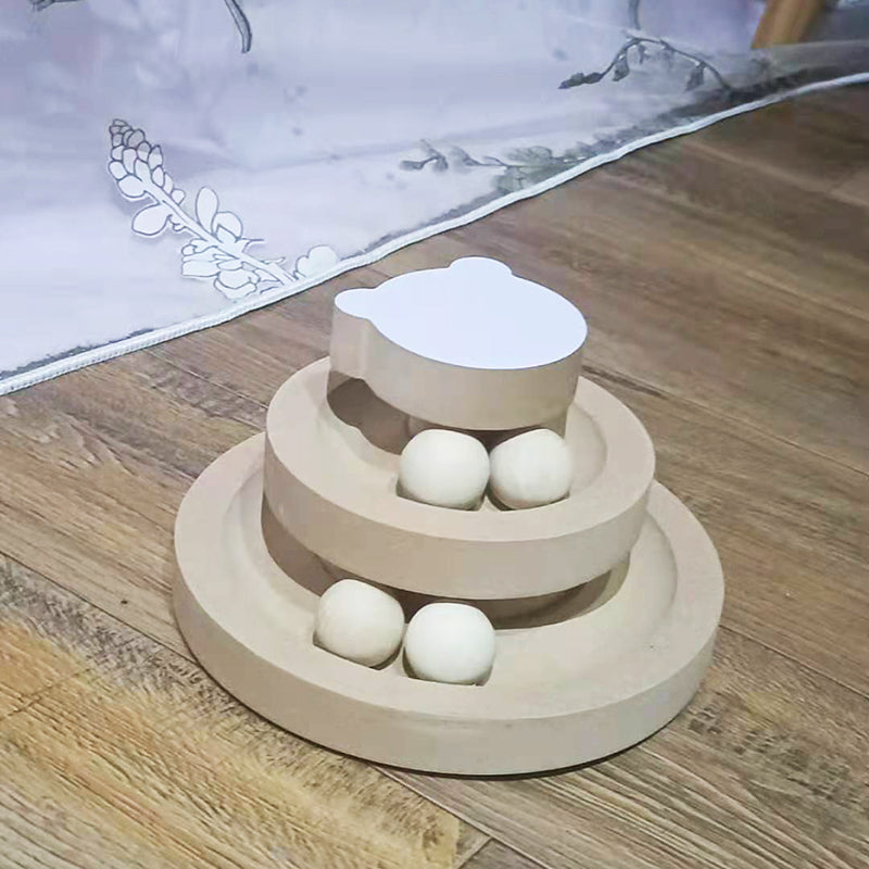 KFX-1775293 Solid Wood Cat Turntable with Variety of Engaging Toys for Adult Cats and Kittens