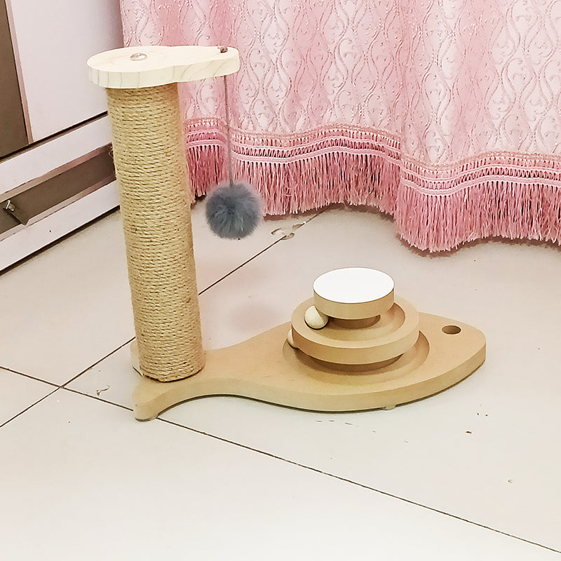 KFX-1775293 Solid Wood Cat Turntable with Variety of Engaging Toys for Adult Cats and Kittens