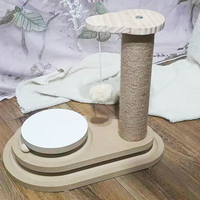 KFX-1775293 Solid Wood Cat Turntable with Variety of Engaging Toys for Adult Cats and Kittens