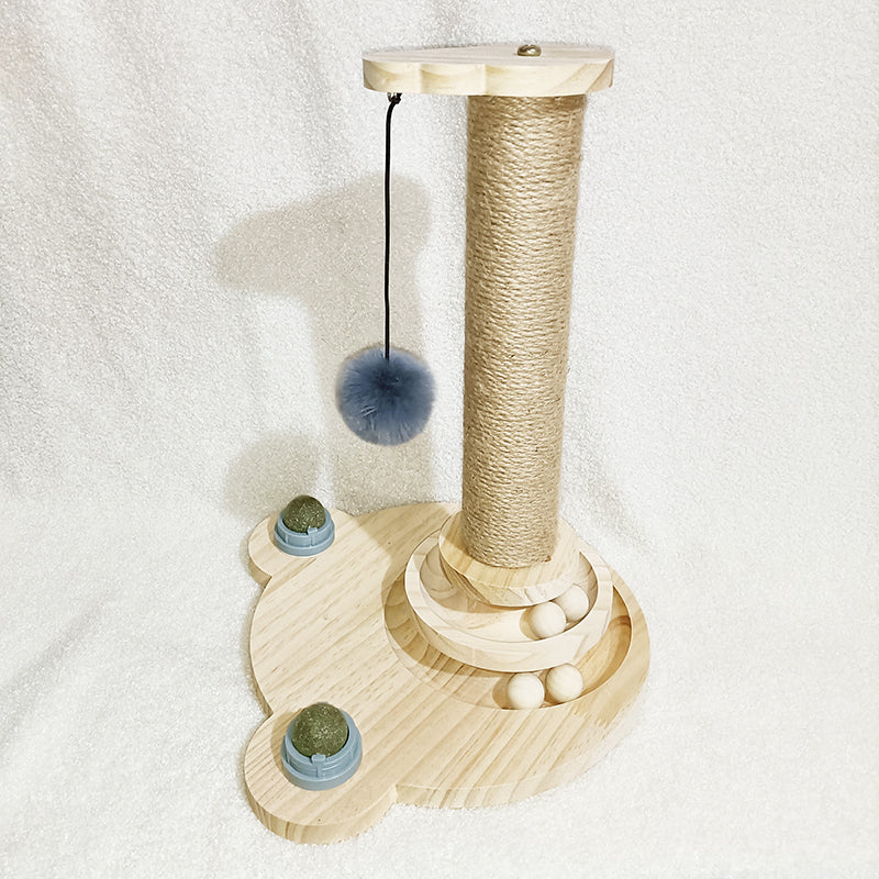 KFX-1775293 Solid Wood Cat Turntable with Variety of Engaging Toys for Adult Cats and Kittens