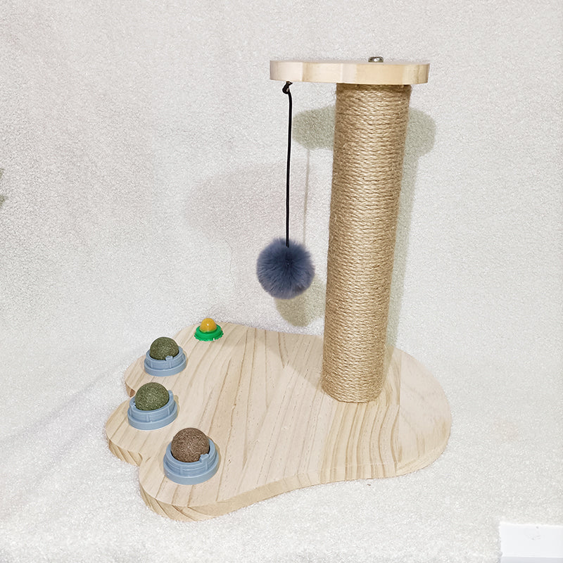 KFX-1775293 Solid Wood Cat Turntable with Variety of Engaging Toys for Adult Cats and Kittens