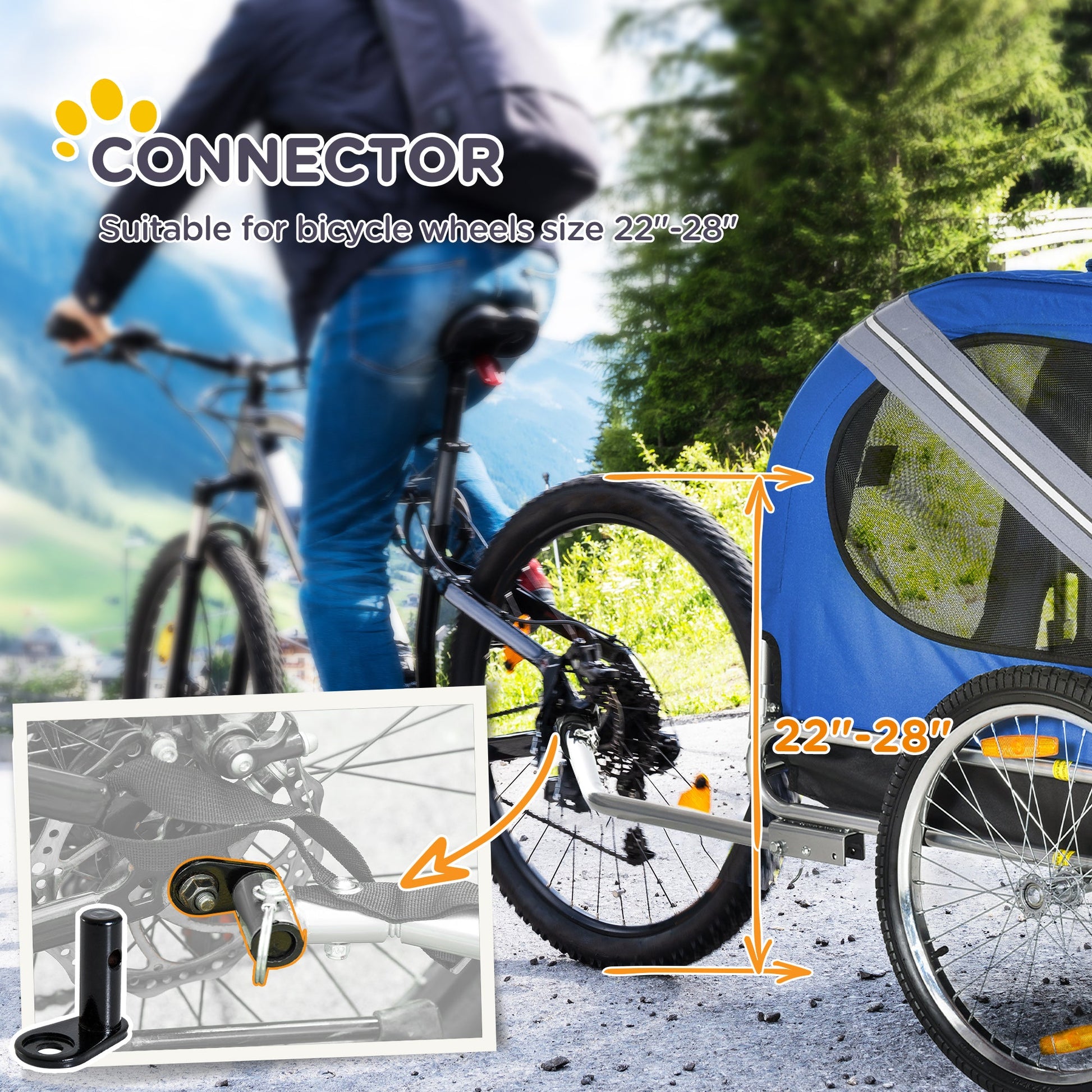 KFX-1775933 Pet Bike Trailer with Easy Folding Frame, 20" Wheels, 3 Entrances, and Mesh Screen for Off-Road Adventures