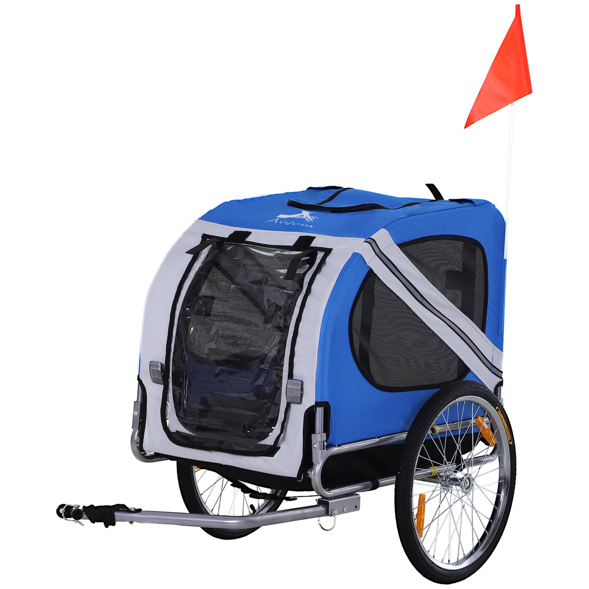 KFX-1775933 Pet Bike Trailer with Easy Folding Frame, 20" Wheels, 3 Entrances, and Mesh Screen for Off-Road Adventures